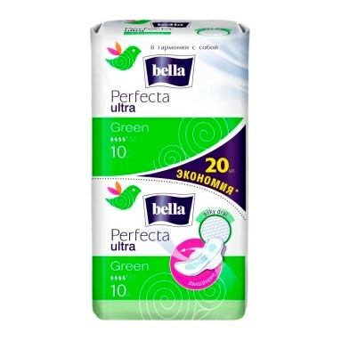 Bella perfecta Ultra green Ультратонкие женские гигиенические впитывающие прокладки, 20 шт