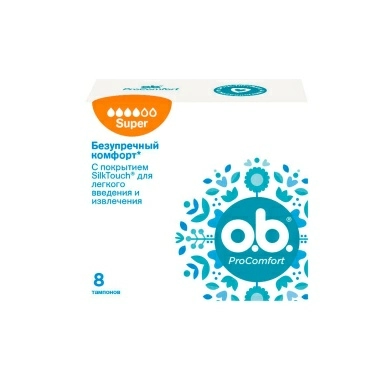 O.B. Тампоны женские гигиенические ProComfort Super, 8 шт