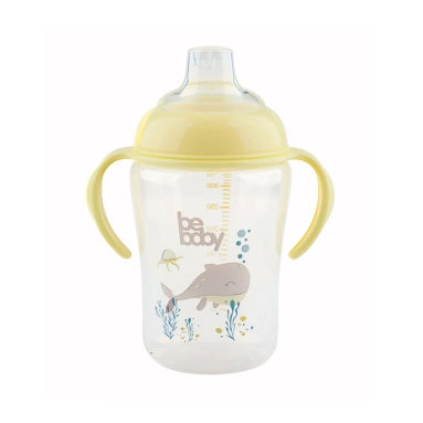 Bebaby Поильник непроливающий обучающий, силиконовый носик, 6 мес+ ,арт. C-6216-желтый ,350 мл