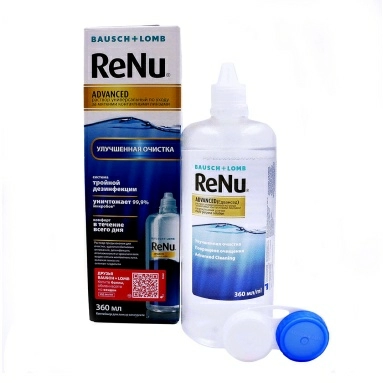 Раствор универс."РеНу Адвансед" (об-м,мл:360) по уходу за мягк.конт.л-ми в компл. с конт. д/хр. к.л.