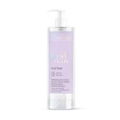 BIELENDA GOOD SKIN ACID PEEL Гель для умывания лица микроотшелушивающий корректирующий и нормализующий с AHA + PHA кислотами и ниацинамидом, 195г