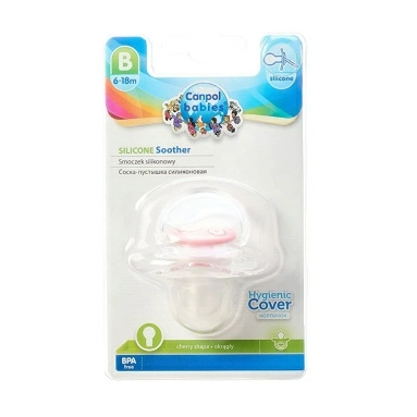 Сanpol babies Соска-пустышка силиконовая круглая (1шт.блистр) "Newborn Baby" 6-18 мес., с колпачком, арт.22/563_cap