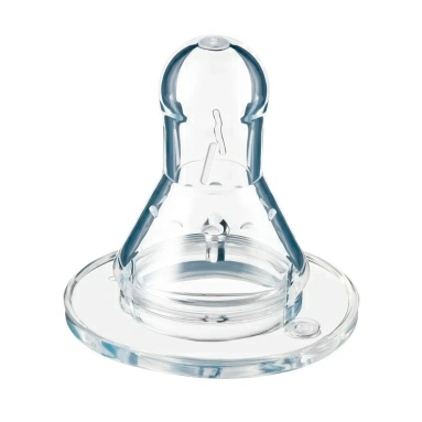 Bebaby Соска молочная силиконовая круглая, антиколиковый клапан, для бутылочки со стандартным горлышком, имитирует сосок мамы, медленный поток, 3 мес+ , арт.R-01S/M