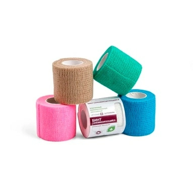 Бинт эластичный компрессионный когезивный нетканый 5смх4,5м (желтый)