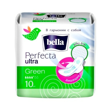 Bella perfecta Ultra green Ультратонкие женские гигиенические впитывающие прокладки, 10 шт