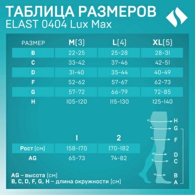 Колготки компрессионные ELAST 0404 LUX MAX IIкк (23-32 mmHg) Карамель размер 3 Рост 1