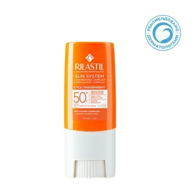 Rilastil SUN SYSTEM Прозрачный стик для чувствительных зон SPF50+, 8,5 мл