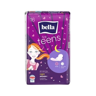 BELLA FOR TEENS energy night Ультратонкие женские гигиенические впитывающие прокладки (БЕЛЛА ФОР ТИНС энерджи найт) 16 шт