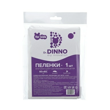 Dr.Dinno Пелёнки впитывающие одноразовые для детей 60х60, 1шт