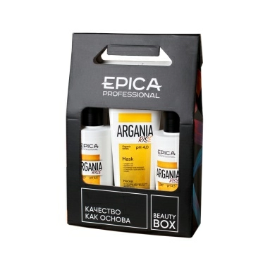 EPICA Professional Набор для придания блеска волосам с маслом арганы Argania Rise ORGANIC (Шампунь 250мл + Кондиционер 250 мл + Маска 250мл)