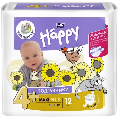 Bella Baby Happy Maxi Plus Подгузники гигиенические для детей (Flexi Fit), 12 шт