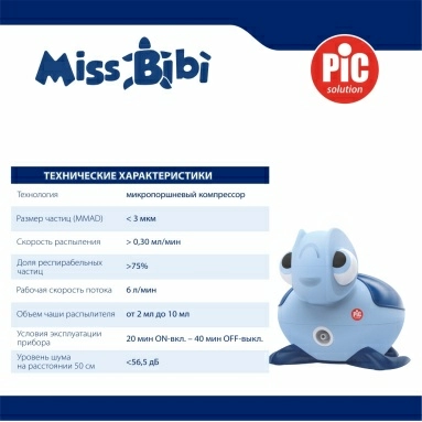 PIC solution Ингалятор аэрозольный микропоршневый Miss Bibi