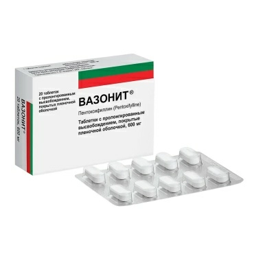 Вазонит таблетки пролонгированного действия п/о 600мг №10х2