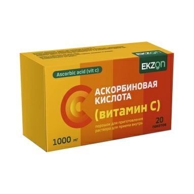 Аскорбиновая кислота (витамин с) порошок для приготовления раствора внутрь 1000мг №20