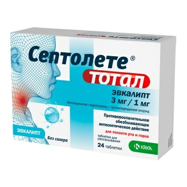 Септолете Тотал эвкалипт табл для рассас. 3мг/1мг в бл. в уп. №8х1