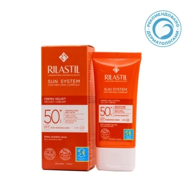 Rilastil SUN SYSTEM Бархатистый крем для чувствительной, нормальной и сухой кожи SPF50+, 50 мл