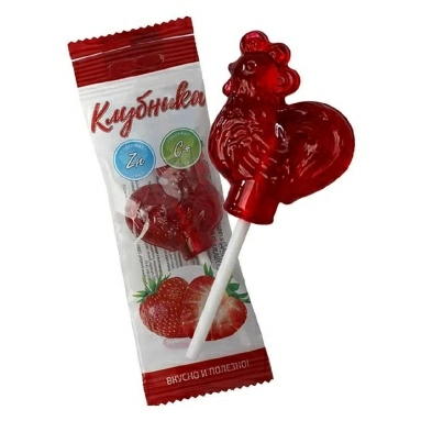 Петушок леденцовая карамель с цинком и витамином С со вкусом клубники
