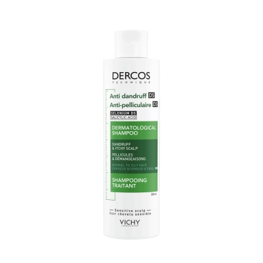 Vichy Dercos Technique Шампунь-уход для нормальных и жирных волос интенсивный "Против перхоти DS" 200 мл
