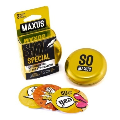 Презервативы мужские из натурального латекса Maxus Special (точечно-ребристые) 3 шт в упаковке