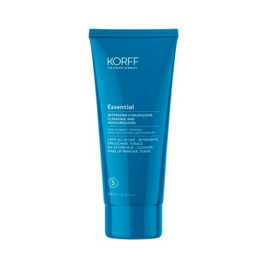 KORFF Очищающее и увлажняющее молочко для лица 3-в-1: лосьон, демакиянт, тонер Essential CLEANSING AND MOISTURIZATION ALL IN ONE MILK – CLEANSER, MAKE UP REMOVER, TONER, 200 мл