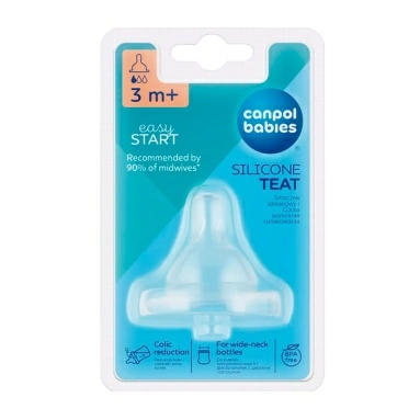 Сanpol babies Соска мол.силиконовая (круглая, для бут. с шир. горлом, медленный поток , 3+), 21/720