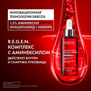 VICHY DERCOS Technique Aminexil Clinical R.E.G.E.N BOOSTER Сыворотка для укрепления и роста волос, 90 мл