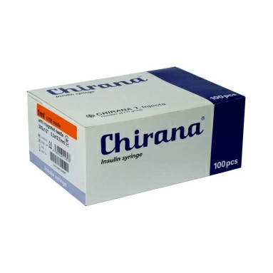 Шприц CHIRANA ст. инсулиновый о/и 1мл U100 с интегрированной иглой 30G х1/2"(0,3х12,7мм) №100