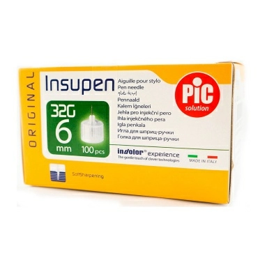Иглы для шприц-ручки PIC solution INSUPEN ORIGINAL размер G32 (0,23мм х 6 мм) № 100