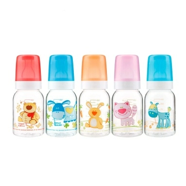 Canpol babies Бутылочка для кормления пластик. (силик.соска) "Cute Animals" 3+, с ручк.,120 мл, арт.11/823