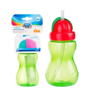 Canpol babies Поильник с силиконовой трубочкой, 12+, 270 мл, арт.56/109_blu