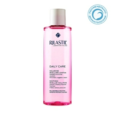 Rilastil DAILY CARE Успокаивающая мицеллярная вода для снятия макияжа с лица и глаз для чувствительной и склонной к аллергии кожи, 250 мл