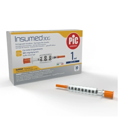 Шприц инсулиновый INSUMED U-100 стерильный одноразовый 1 мл с иглой 30G x 8 мм № 30