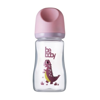 Bebaby Бутылочка пластиковая, антиколиковая, широкое горлышко, в комплекте силиконовая соска с антиколиковым клапаном, круглая, медленный поток, 3 мес+ (голубой, розовый) ,арт. R-01B/240 240 мл