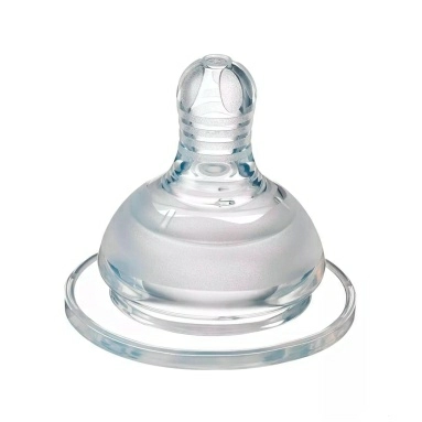 Bebaby Соска молочная силиконовая круглая, антиколиковый клапан, для бутылочки с широким горлышком, имитирует сосок мамы, средний поток, 10 мес+ , арт.R-02S-L