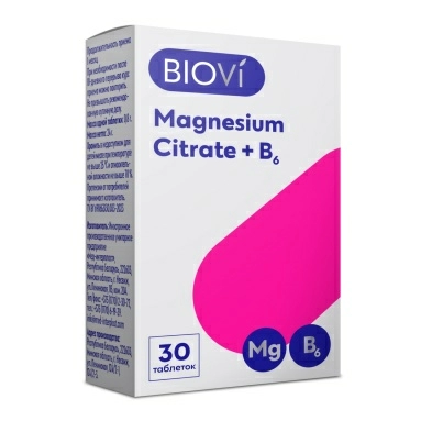 BioVi Магний Цитрат+В6, БАД таблетки №30