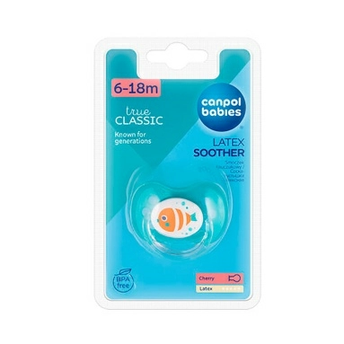 Сanpol babies Соска -пустышка латексная 6-18 мес, Арт.22/607_new (роз, зелен, голуб) 1 шт