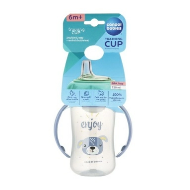 Canpol babies Поильник обучающий, с силиконовым носиком,"Cute Animals", 6+, 320 мл, Арт.56/512_blu2