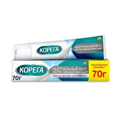 Материал для фиксации съемных протезов: крем для фиксации зубных протезов Корега Нейтральный вкус70г