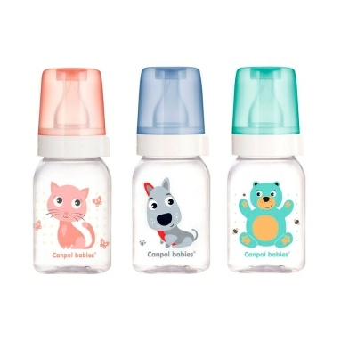 Canpol babies Бутылочка для кормления пластиковая (силиконовая соска / 0+), 120 мл, арт.11/851