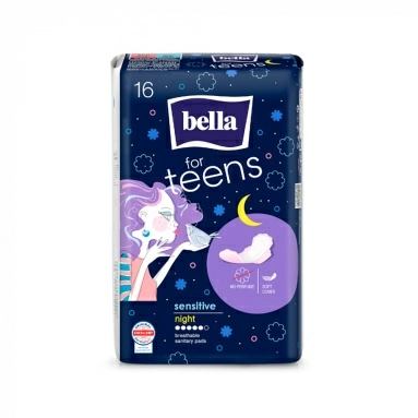 BELLA FOR TEENS sensitive night Ультратонкие женские гигиенические впитывающие прокладки (БЕЛЛА ФОР ТИНС сенситив найт) 16 шт