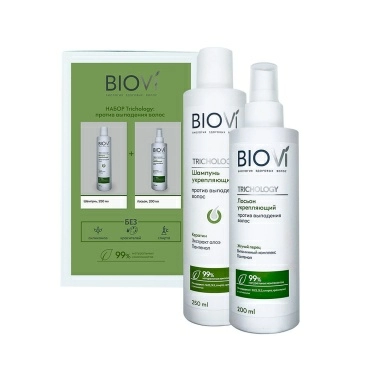 набор BIOVI Trichology: Шампунь укрепляющий против выпадения волос 250 мл + Лосьон укрепляющий против выпадения волос 200 мл