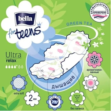 Bella for teens Ultra relax Супертонкие женские гигиенические впитывающие ароматизированные прокладки, 10 шт