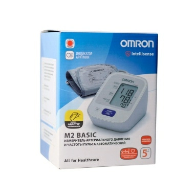 Тонометр OMRON, модель M2 Basic (HEM-7121-ARU) (с адаптером)