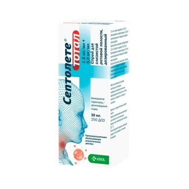 Септолете Тотал спрей для слизистой ротовой полости (1,5мг+5мг)/мл 30мл (250 доз) №1