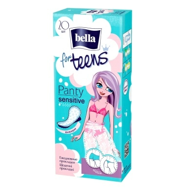 Bella Panty for Teens sensitive Ультратонкие женские гигиенические ежедневные прокладки, 20 шт