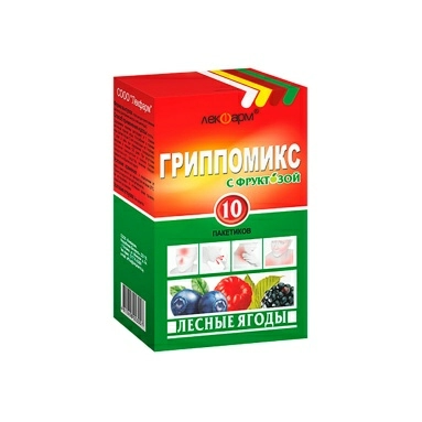 Гриппомикс с Фруктозой порошок для приготовления раствора для приема внутрь (лесные ягоды) в №10