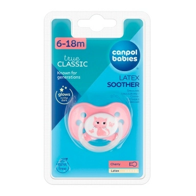 Сanpol babies Соска -пустышка латексная 1 шт., (блистр), "Cute Animals", 6-18 мес. Арт.22/594_pin