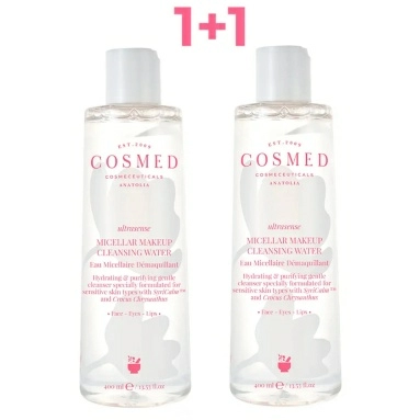 СOSMED сosmeceuticals ULTRASENSE MICELLAR MAKEUP CLEANSING WATER НАБОР 1+1 (Мицеллярная вода очищающая, увлажняющая для чувствительной кожи 400 мл)