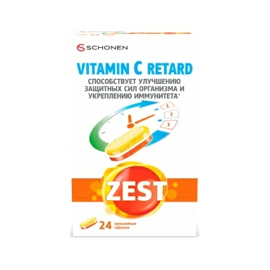 ЗЕСТ Витамин С Ретард, БАД трехслойные таблетки №24