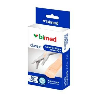 Пластырь мед.н/с "Бимед" влагостойкий пор. цв.кожи бактерицидный 2х7см
